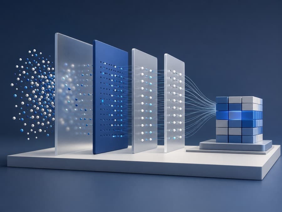Data flowing through an artificial intelligence model